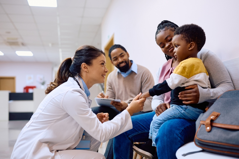 Family visiting health clinic